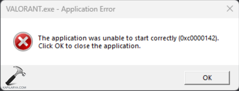 Error code 0xc0000142 in Windows 11