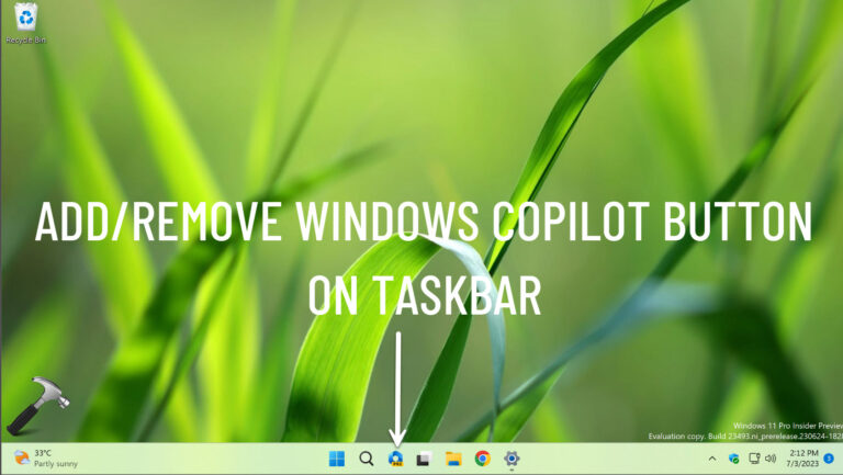 Add or remove Windows Copilot button on Windows 11 taskbar