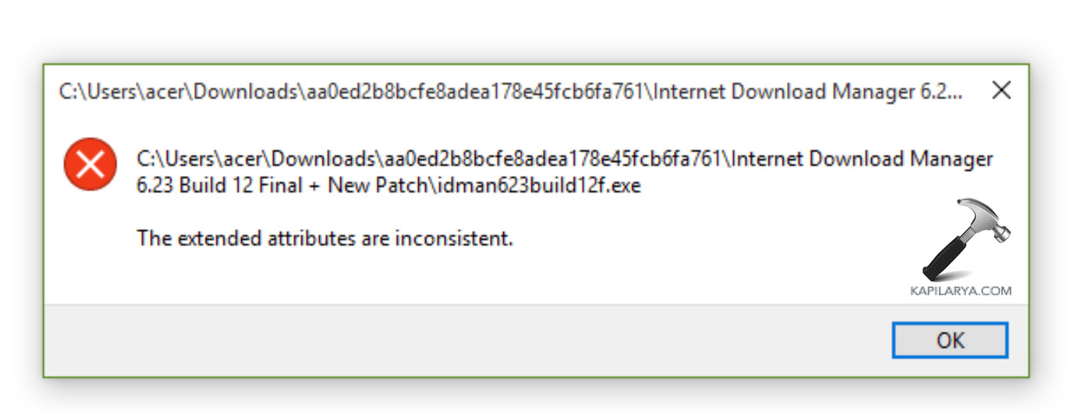 The extended attributes are inconsistent
