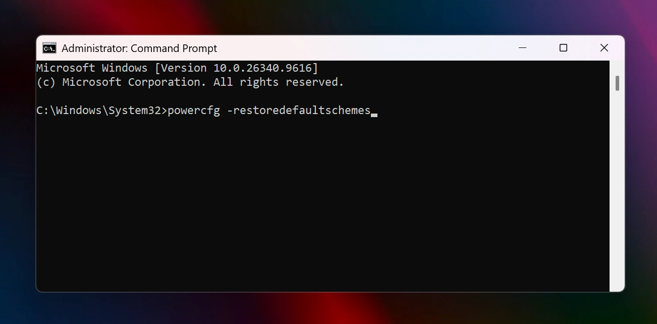 Restore Default power schemes