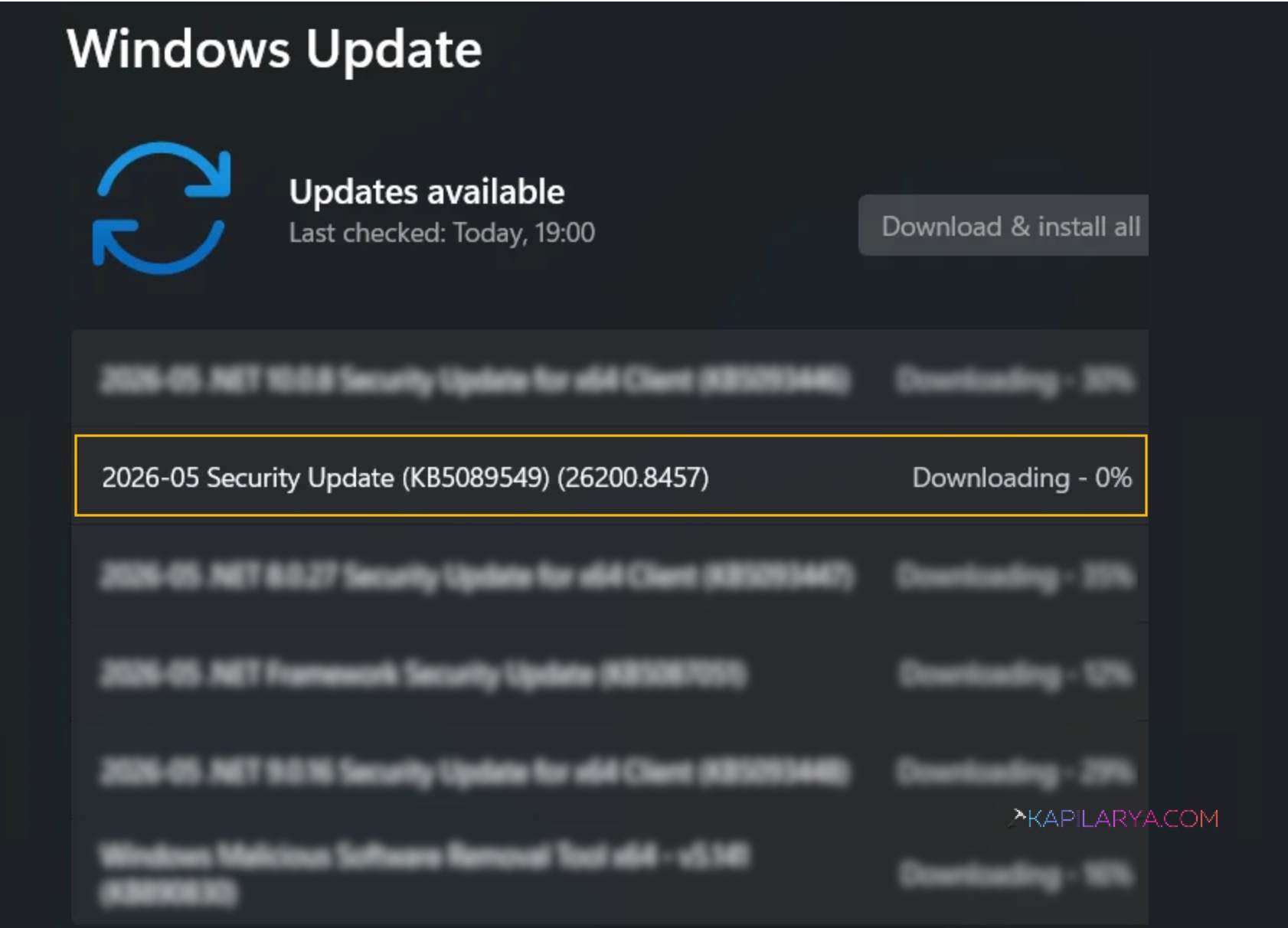 Windows 11 May 2026 Security Update (KB5089549) fails to install