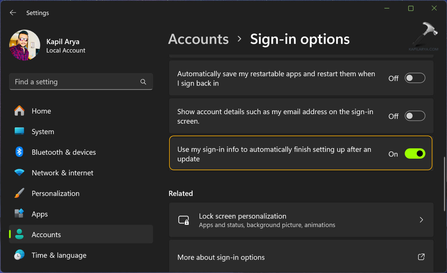 How to login automatically after Windows Update