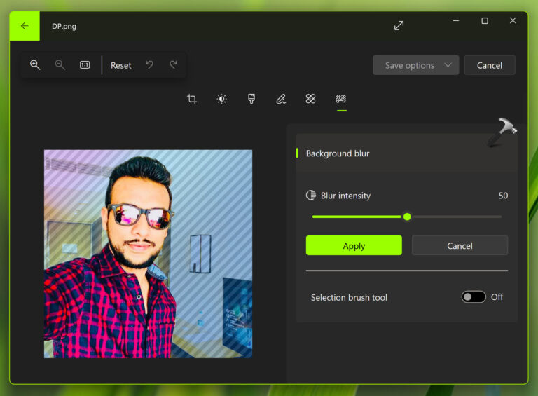 Blur image background in Photos for Windows 11