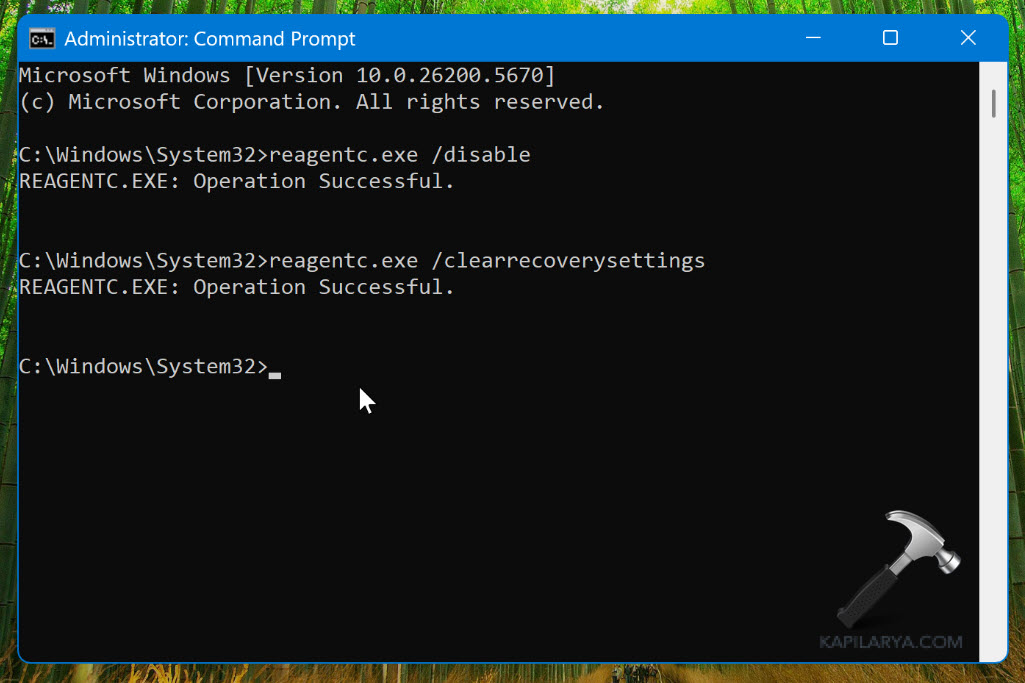 Disable Quick Machine Recovery test mode