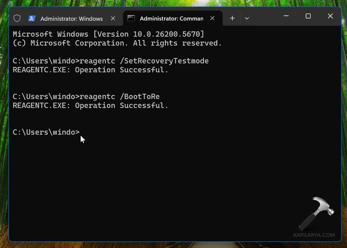 Enable Quick Machine Recovery test mode