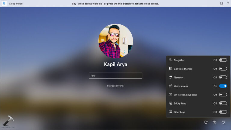 Login using Voice access in Windows 11