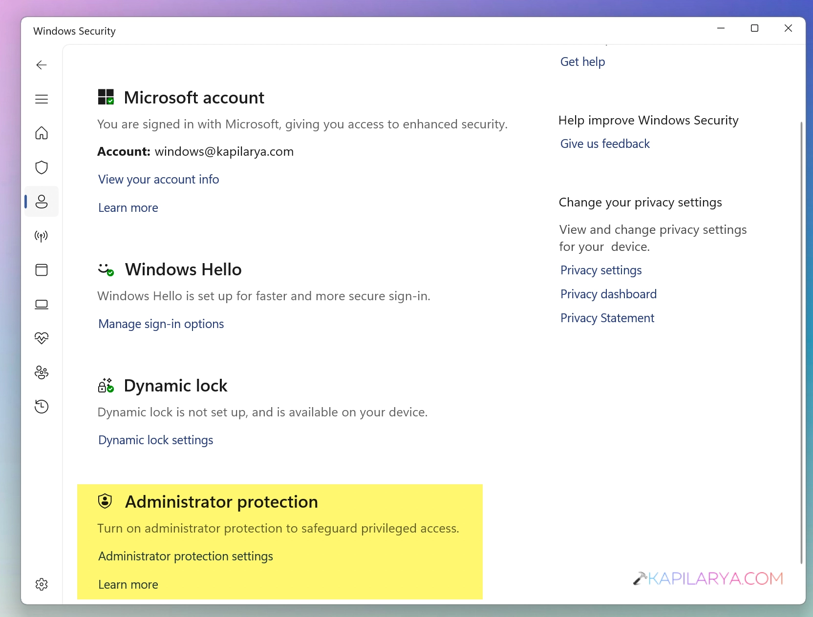 Administrator protection