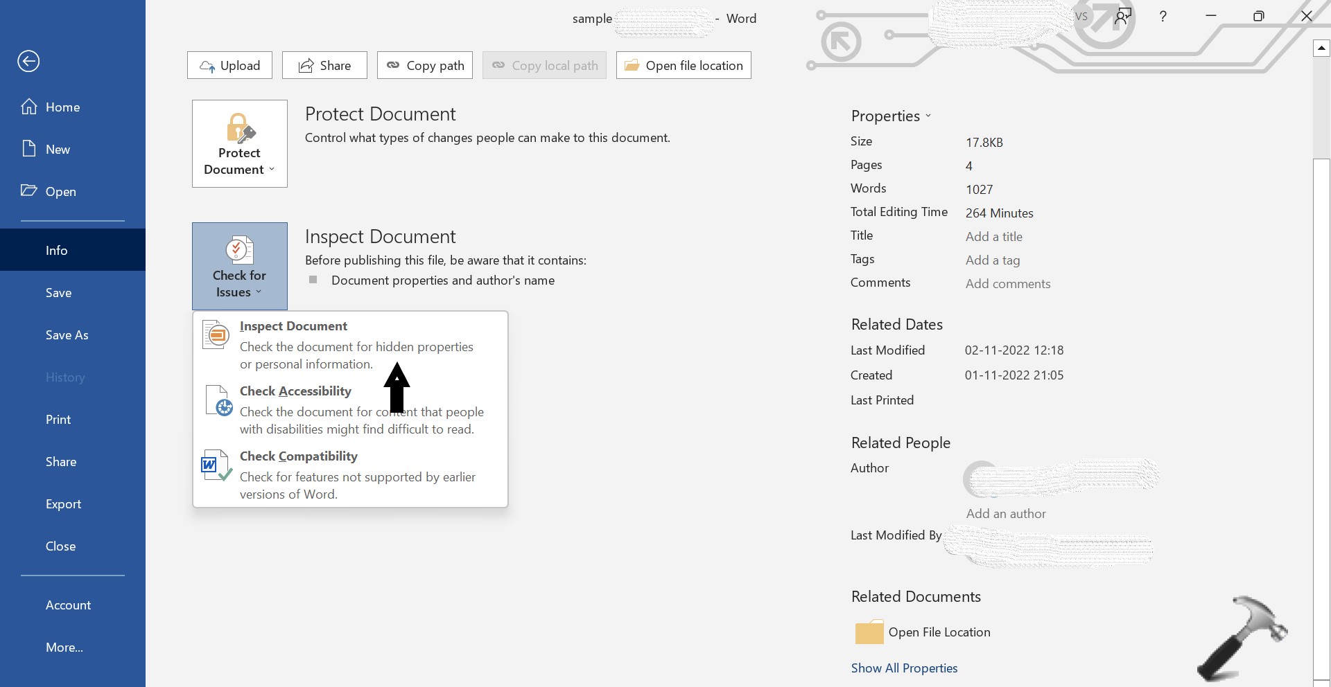 Remove personal information from files in Windows 11/10