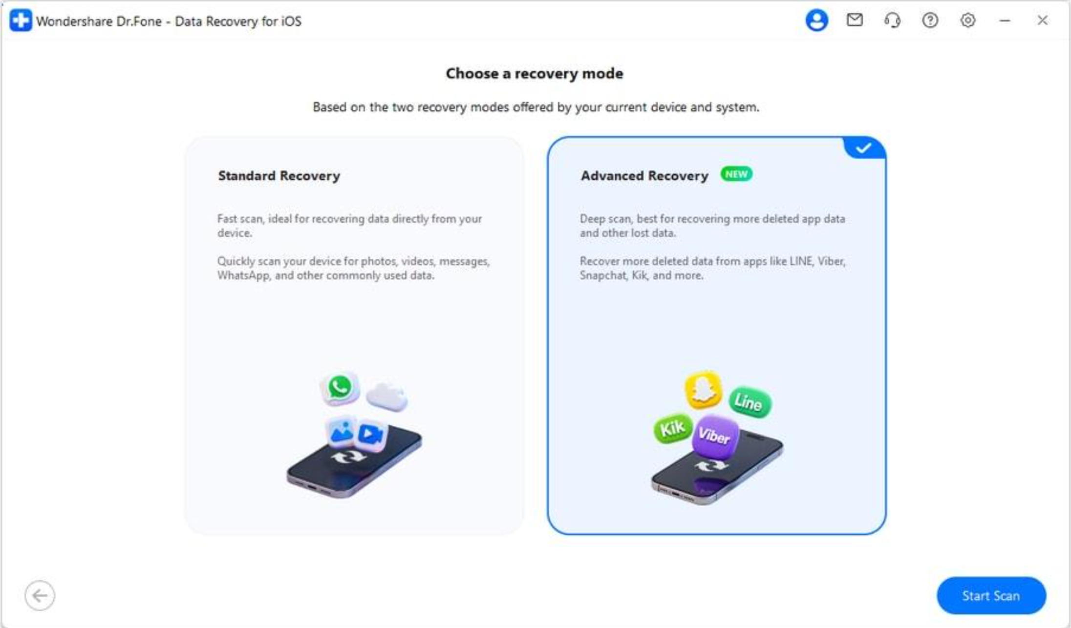 Choose standard recovery